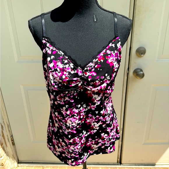 White House Black Market, Cami, Burgundy, Black, Pink & White, Size Large - Picture 1 of 3
